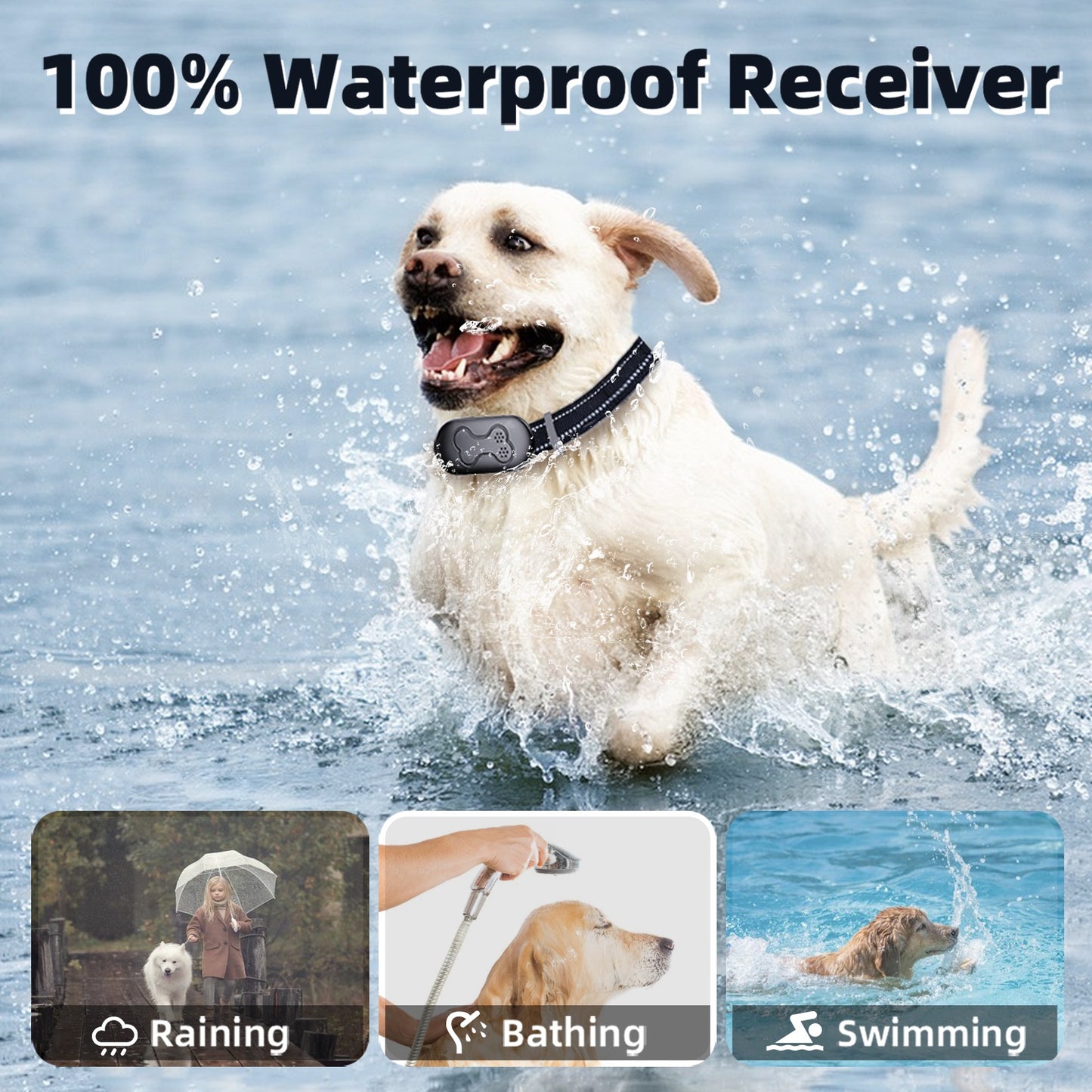 Dog Shock Collar-Obvious Training Effect, Dog Training Collar with Remote for Large Medium Small Dogs, Rechargeable E-Collar Waterproof Collars with Flashlight Beep Vibration and Shock Training Modes